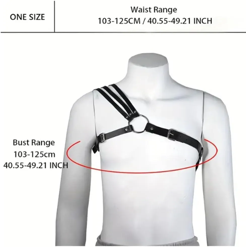 HSQSMWJ Men's Leather Body Chest Harness Belt Adjustable Gay Interest Clubwear
