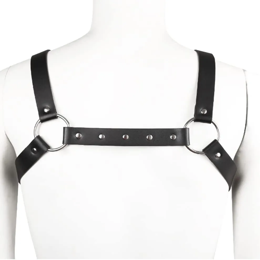 HSQSMWJ Mens Leather Body Chest Harness Belt Adjustable Shoulder Strap Bandaged Costume Clubwear