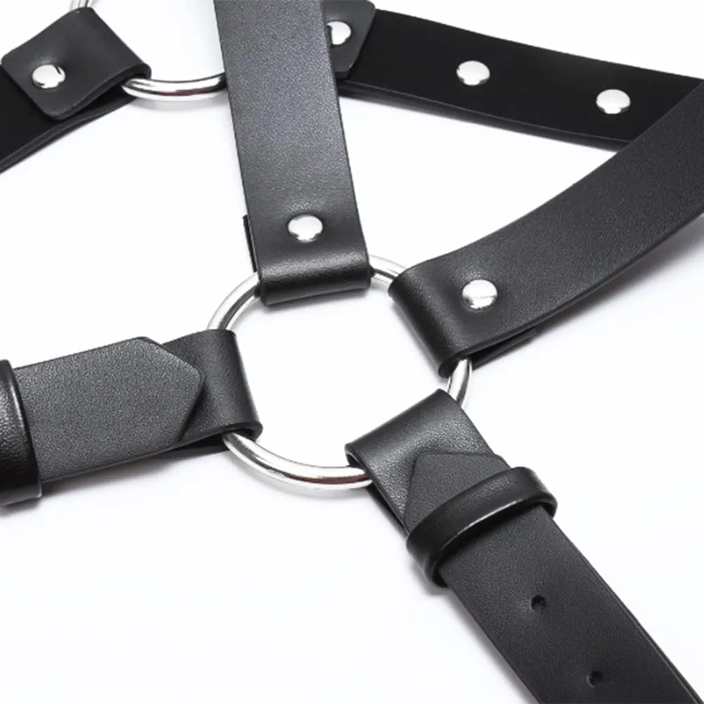 HSQSMWJ Mens Leather Body Chest Harness Belt Adjustable Shoulder Strap Bandaged Costume Clubwear