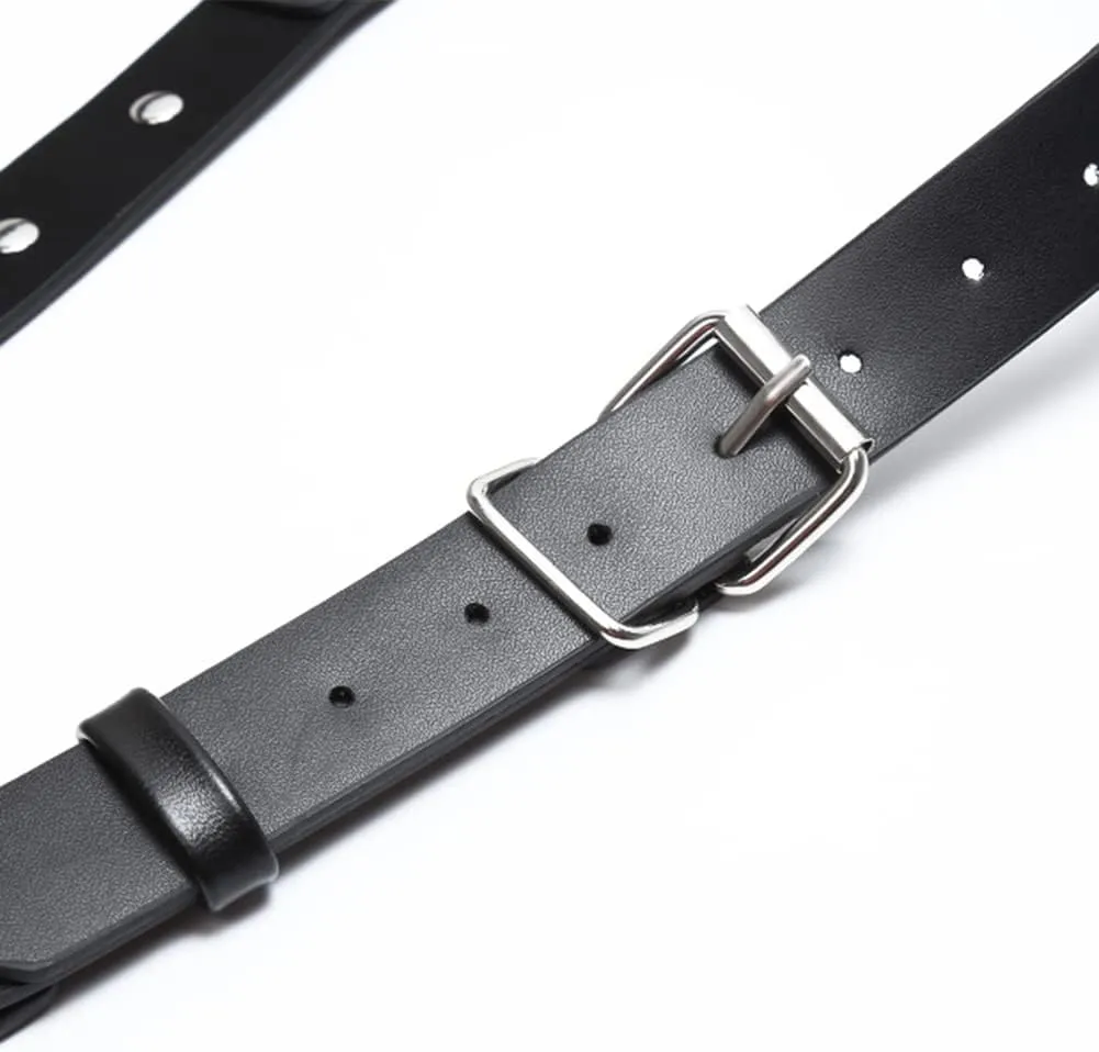HSQSMWJ Mens Leather Body Chest Harness Belt Adjustable Shoulder Strap Bandaged Costume Clubwear