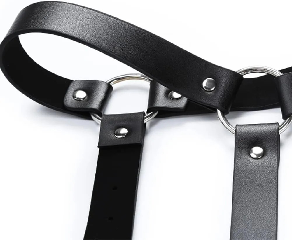 HSQSMWJ Mens Leather Body Chest Harness Muscle Shoulder Straps Club Party Costume