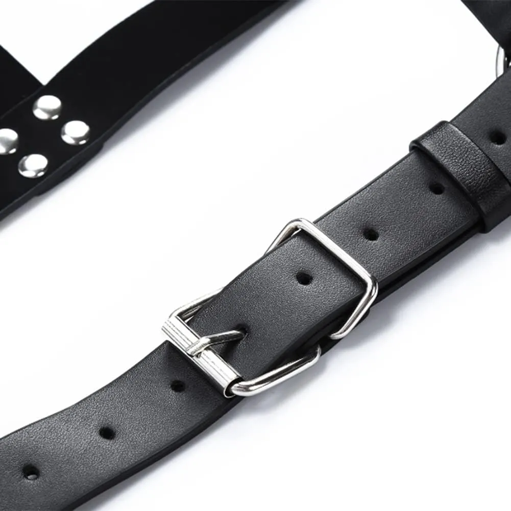 HSQSMWJ Mens Leather Body Chest Harness Muscle Shoulder Straps Club Party Costume