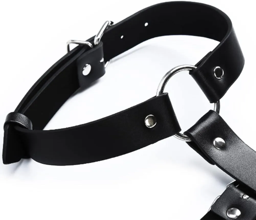 HSQSMWJ Mens Leather Body Chest Harness Muscle Shoulder Straps Club Party Costume