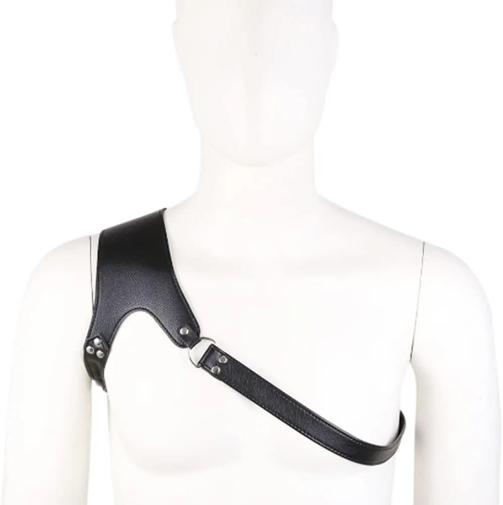 HSQSMWJ Men's Leather Body Chest Harness straps Adjustable Shoulder for Halloween Cosplay Party
