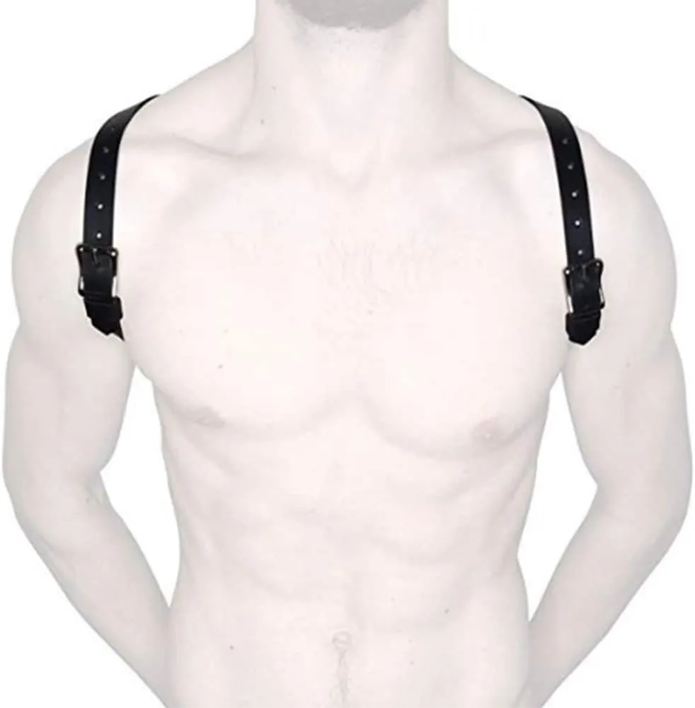 HSQSMWJ Men's Leather Body Harness Punk Chest Strap Belt Adjustable Gothic