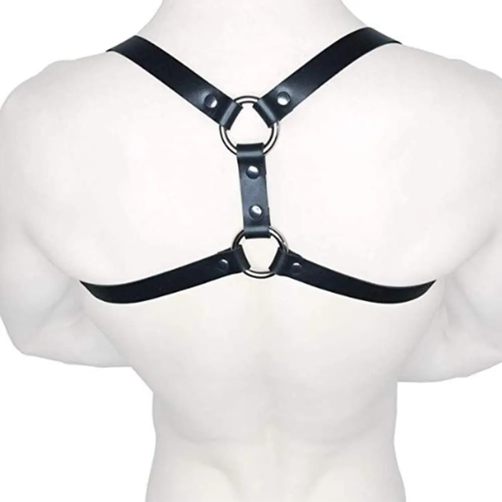 HSQSMWJ Men's Leather Body Harness Punk Chest Strap Belt Adjustable Gothic