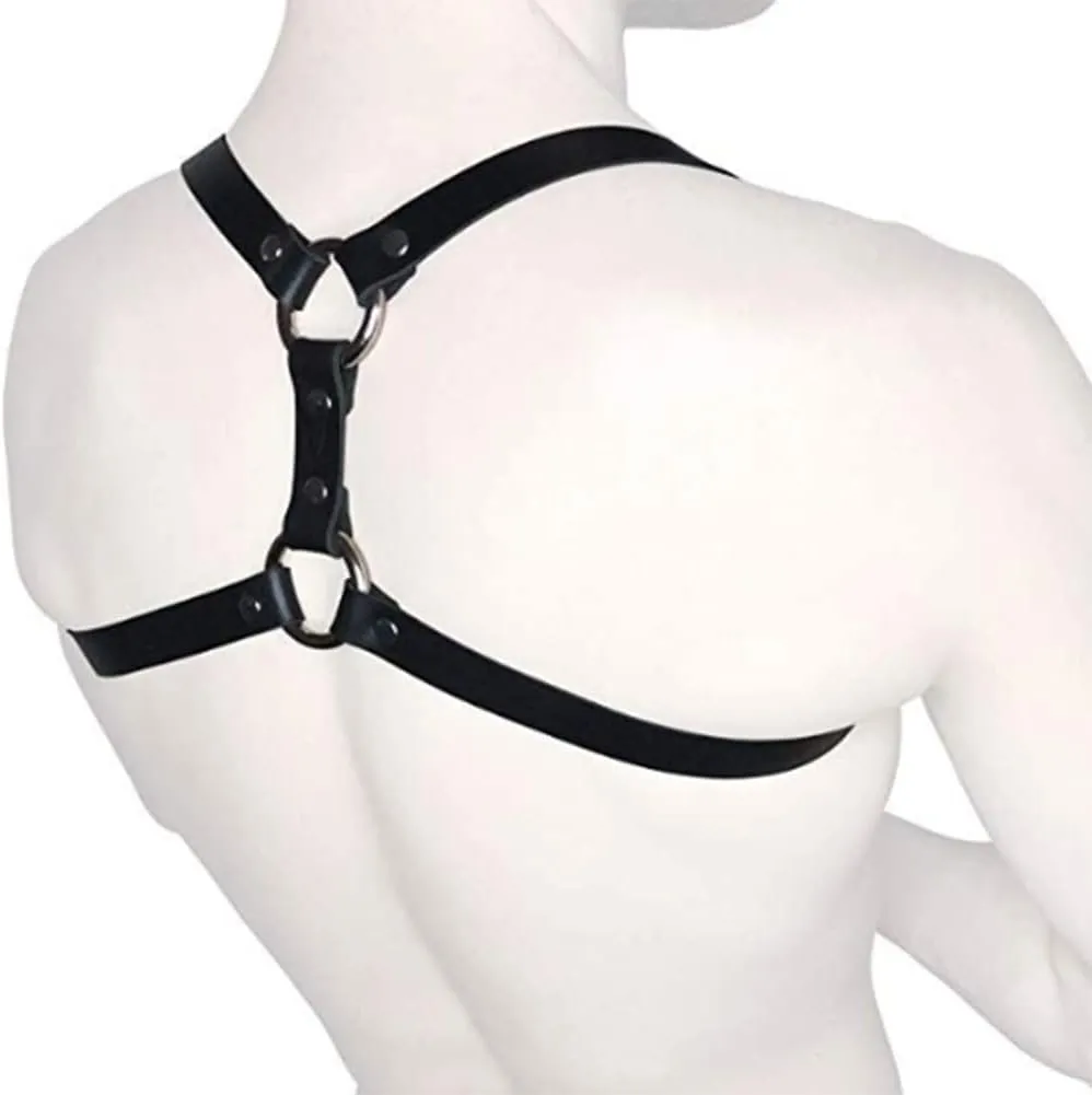 HSQSMWJ Men's Leather Body Harness Punk Chest Strap Belt Adjustable Gothic