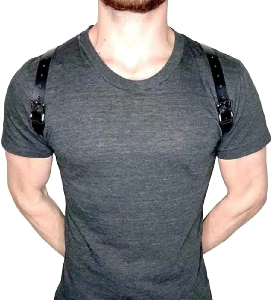 HSQSMWJ Men's Leather Body Harness Punk Chest Strap Belt Adjustable Gothic