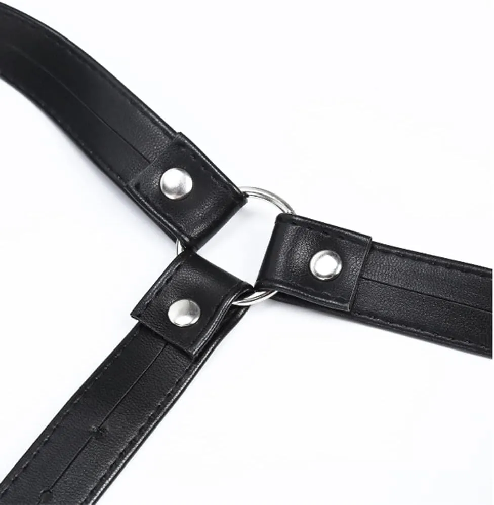 HSQSMWJ Men's Leather Chest Body Harness Adjustable Black Belt Buckle Straps Club Wear Costume