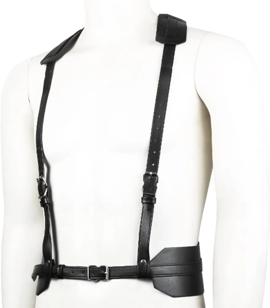 HSQSMWJ Men's Leather Chest Body Harness Adjustable Black Belt Buckle Straps Club Wear Costume