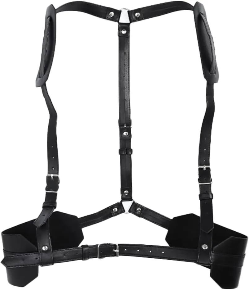 HSQSMWJ Men's Leather Chest Body Harness Adjustable Black Belt Buckle Straps Club Wear Costume