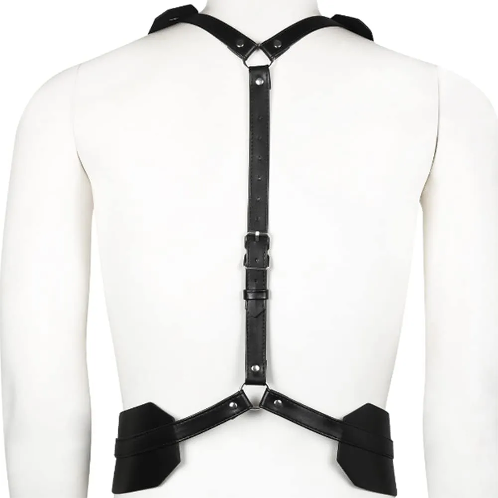HSQSMWJ Men's Leather Chest Body Harness Adjustable Black Belt Buckle Straps Club Wear Costume
