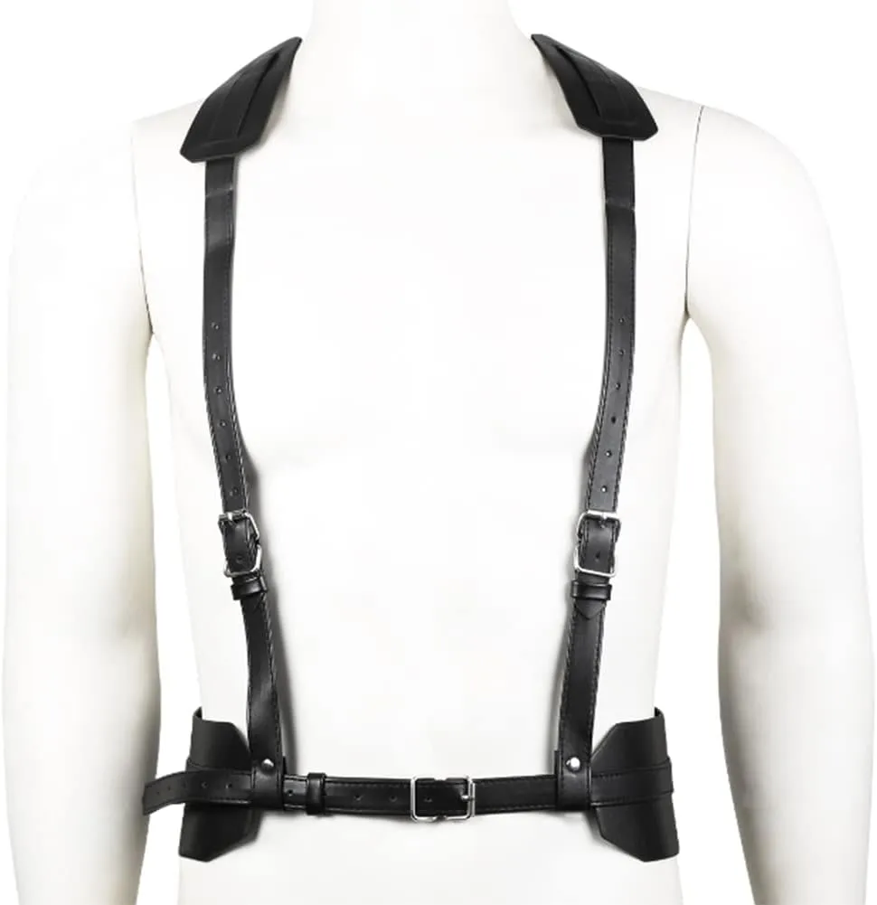 HSQSMWJ Men's Leather Chest Body Harness Adjustable Black Belt Buckle Straps Club Wear Costume