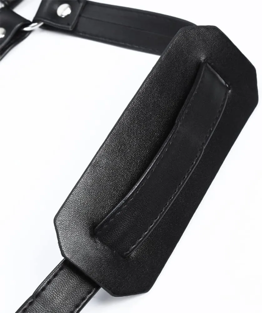 HSQSMWJ Men's Leather Chest Body Harness Adjustable Black Belt Buckle Straps Club Wear Costume