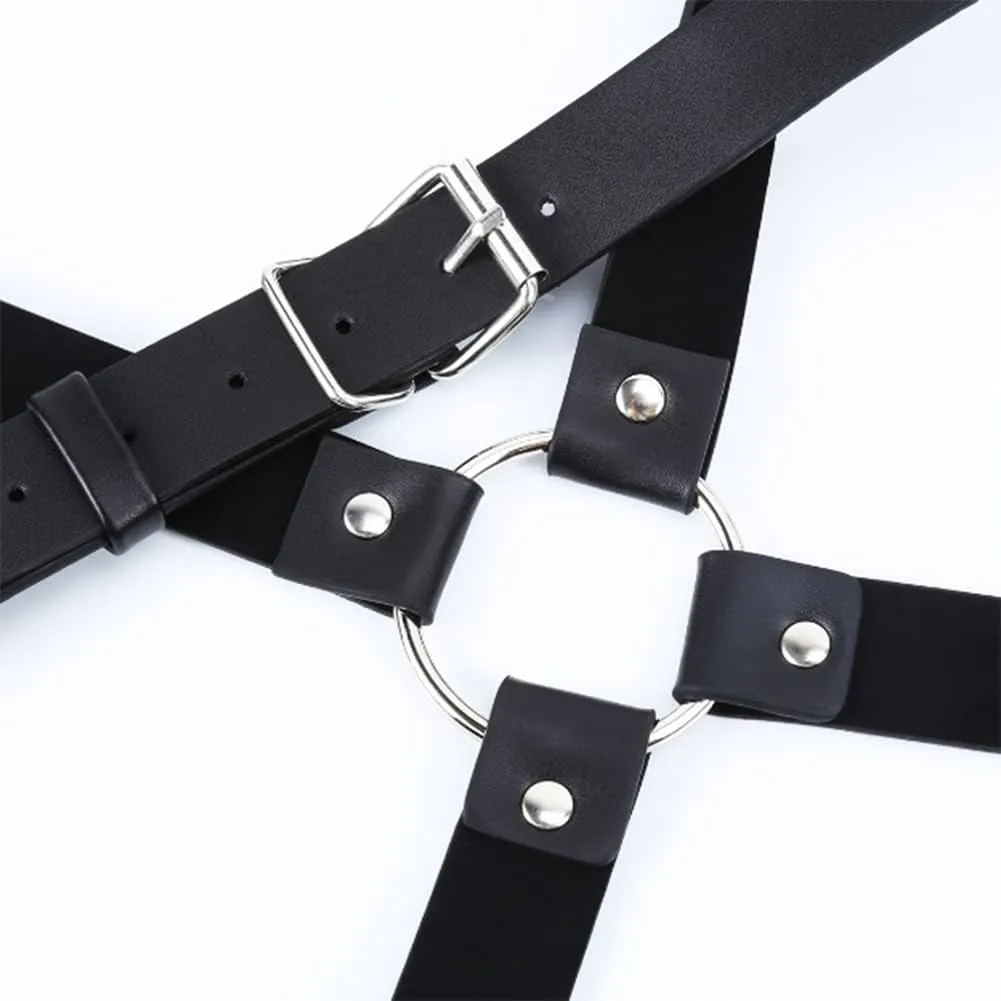 HSQSMWJ Men's Punk Gothic Faux Leather Body Chest Harness for Party Cosplay Nightclub