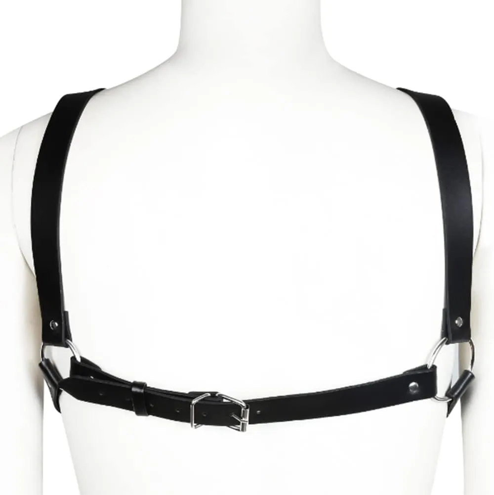 HSQSMWJ Men's Punk Gothic Faux Leather Body Chest Harness for Party Cosplay Nightclub