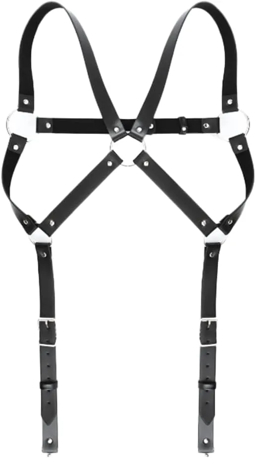 HSQSMWJ Men's Punk Gothic Faux Leather Body Chest Harness for Party Cosplay Nightclub