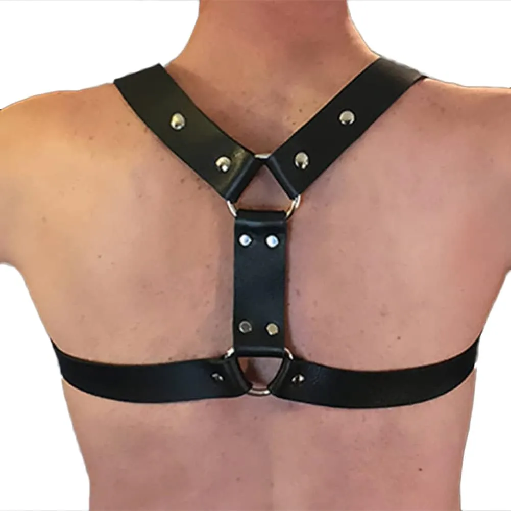 HSQSMWJ PU Leather Harness Bondage Men Body Shoulder Adjustable Buckle Straps Club Wear Costume