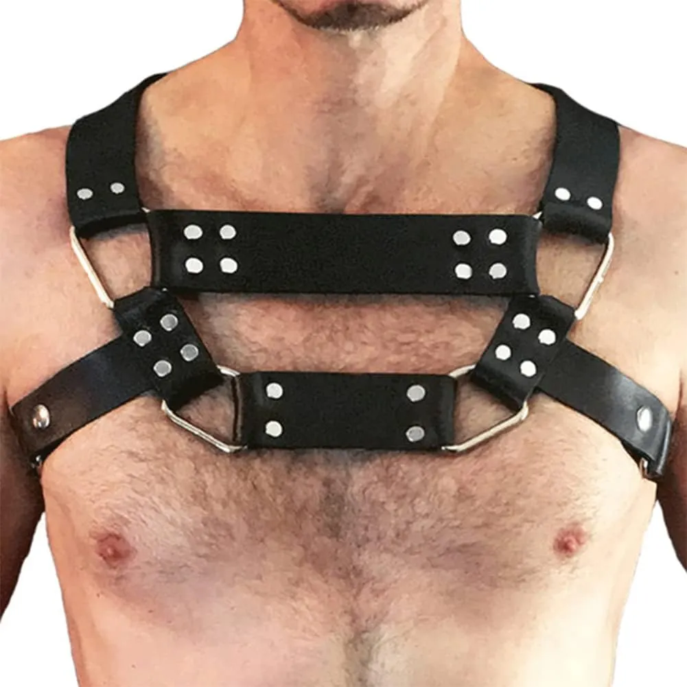 HSQSMWJ PU Leather Harness Bondage Men Body Shoulder Adjustable Buckle Straps Club Wear Costume