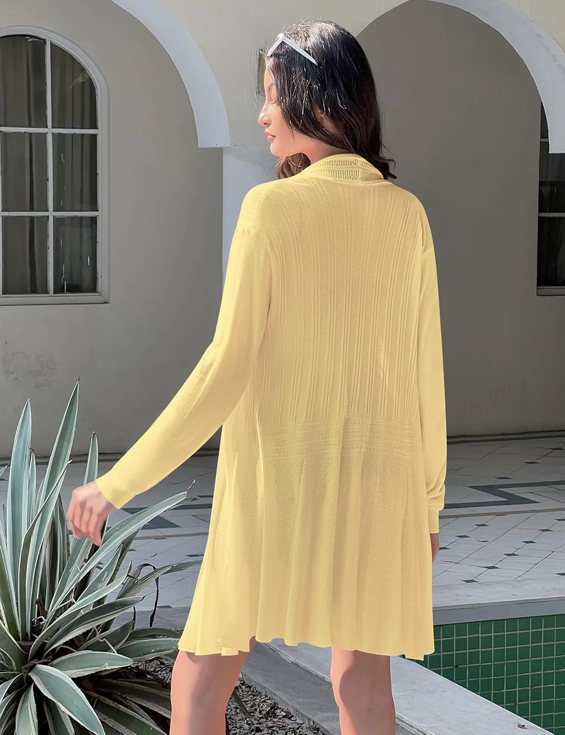 iClosam Women Open Front Cardigans Long Sleeve Lightweight Knit Cardigan Sweater