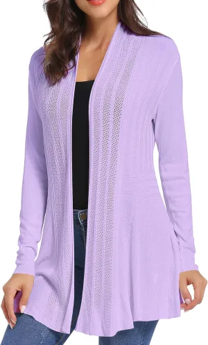 iClosam Women Open Front Cardigans Long Sleeve Lightweight Knit Cardigan Sweater