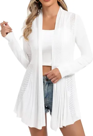 iClosam Women Open Front Cardigans Long Sleeve Lightweight Knit Cardigan Sweater
