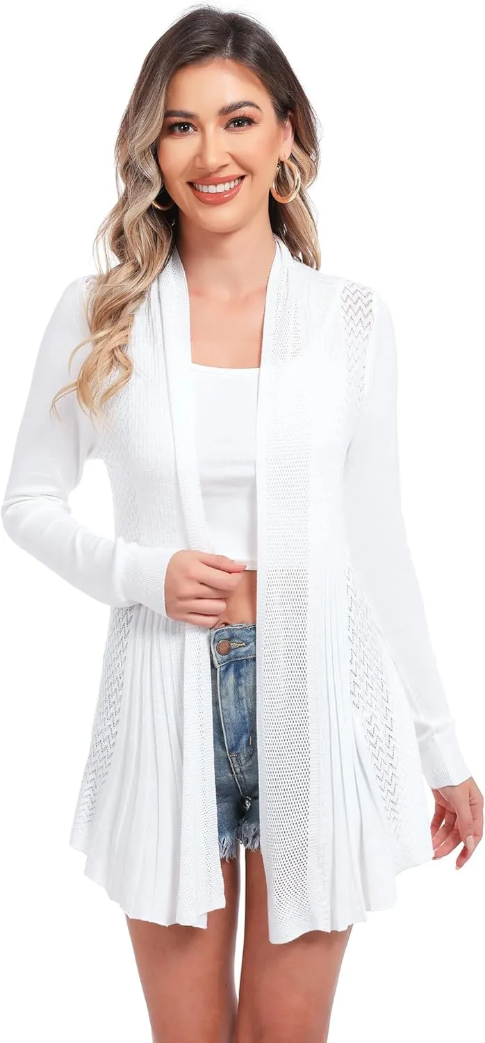 iClosam Women Open Front Cardigans Long Sleeve Lightweight Knit Cardigan Sweater