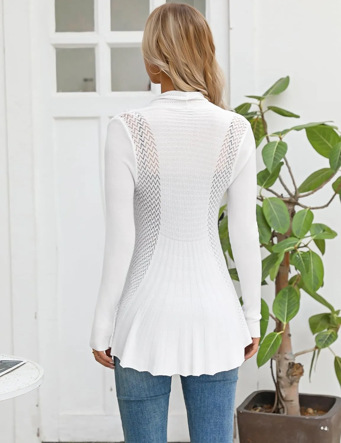 iClosam Women Open Front Cardigans Long Sleeve Lightweight Knit Cardigan Sweater