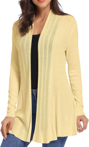 iClosam Women Open Front Cardigans Long Sleeve Lightweight Knit Cardigan Sweater