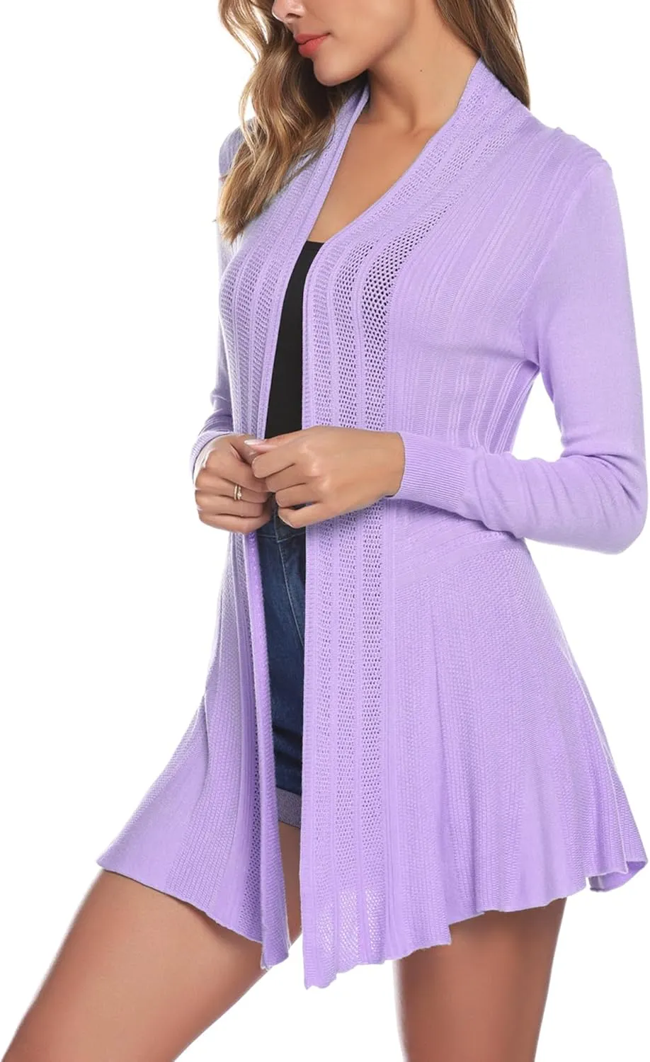iClosam Women Open Front Cardigans Long Sleeve Lightweight Knit Cardigan Sweater