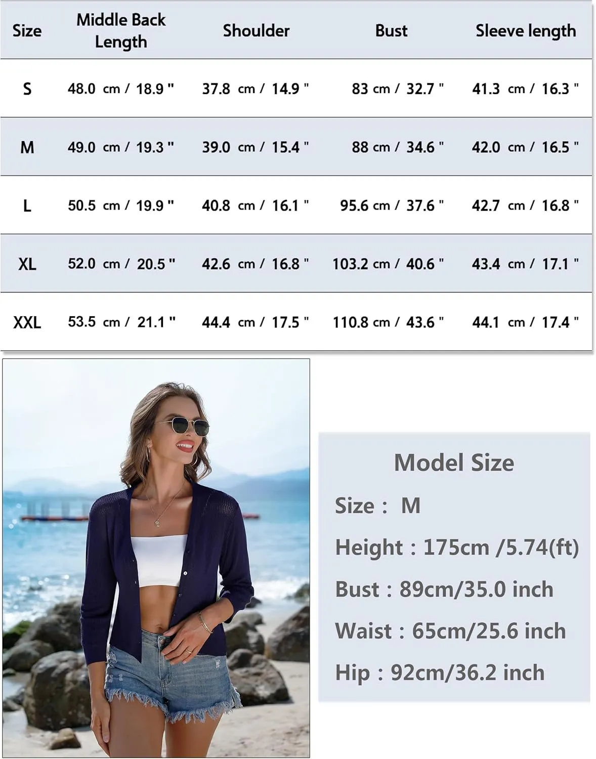 iClosam Womens Summer Lightweight Cropped Cardigans 3/4 Sleeve Knit Shrugs V Neck Button Down Cardigans Sweaters