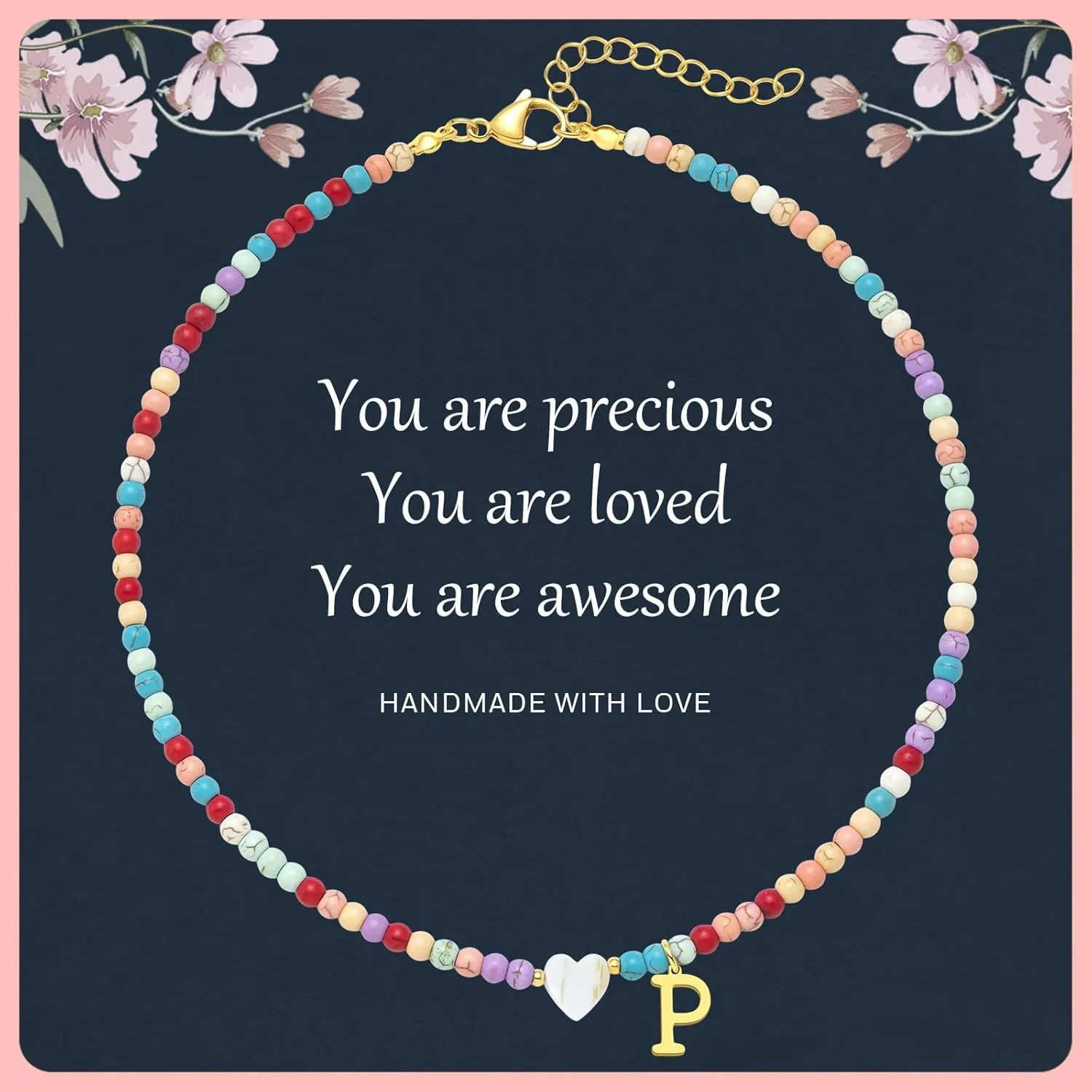 Initial Necklaces for Women,Colorful Beaded Choker Necklaces for Women Gifts Bohemian Letter Choker Necklace Jewelry for Women Birthday Gifts