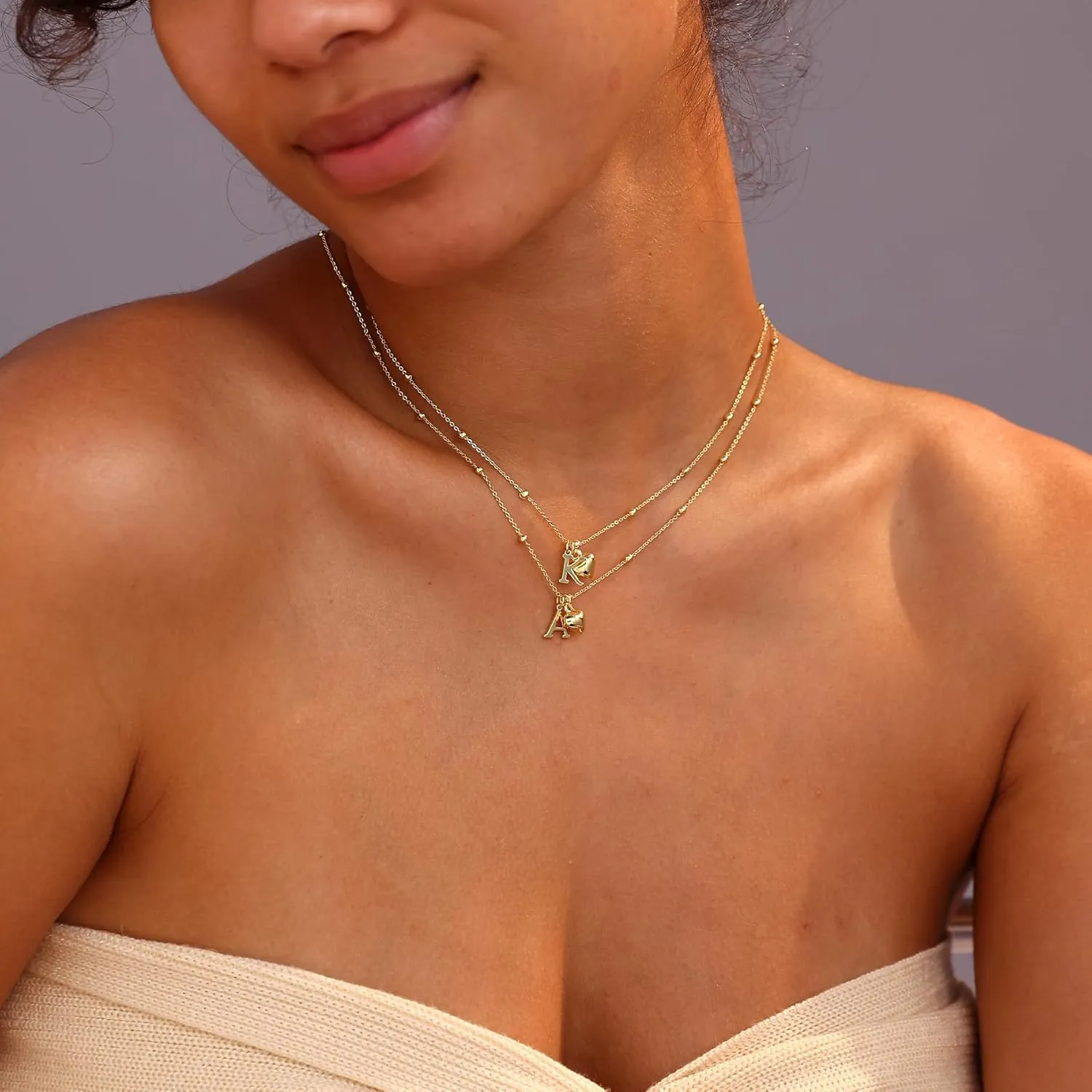 Initial Necklaces for Women,Dainty Letter Necklace 14K Gold Plated Heart Initial Pendant Necklace Simple Gold Choker Necklaces for Women Trendy Cute Heart Name Necklace Gold Jewelry for Women