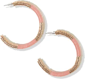 INK   ALLOY Boho Hoop Earrings for Women, Hannah Gold Colorblock Open Sequin Hoop Earrings, Handmade Jewelry for the Modern Bohemian, 1.75-Inch