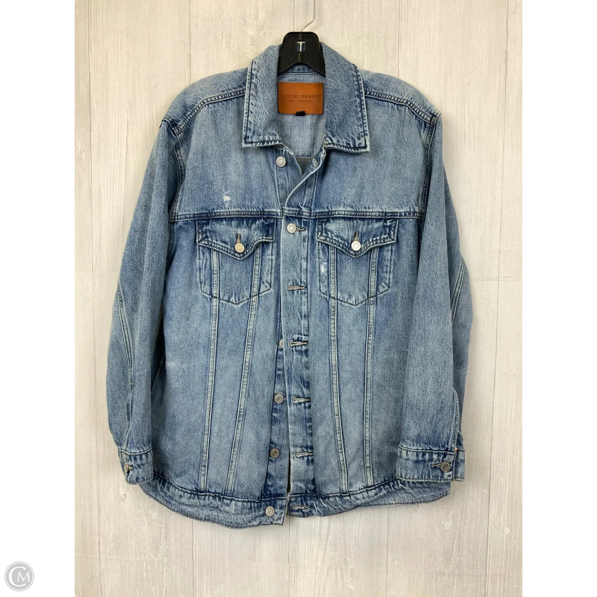 Jacket Denim By Lucky Brand In Blue Denim, Size: L