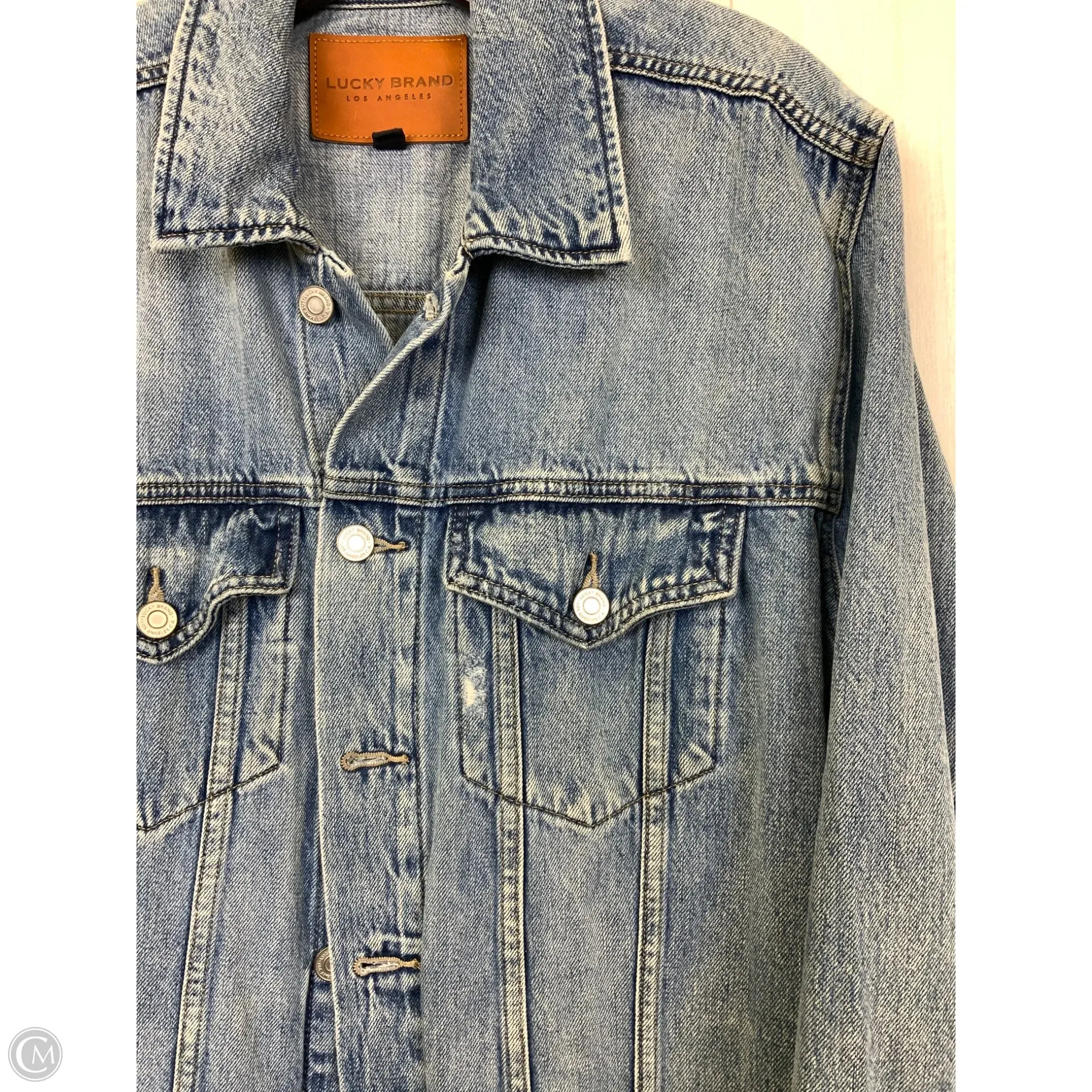 Jacket Denim By Lucky Brand In Blue Denim, Size: L