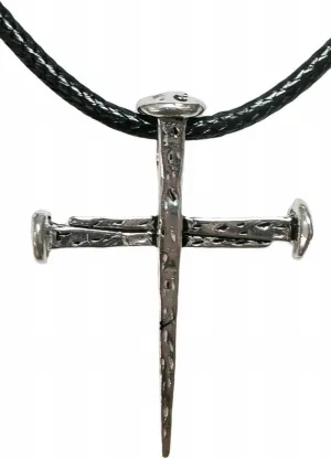 Jerusalem Blessed Cross Necklace  Sterling Silver 925 Three Nails Crucifixion Design with Leather Cord  Meaningful Christian Gift for Men & Women