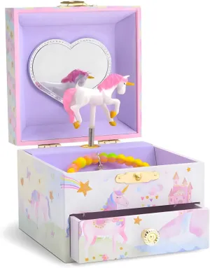 Jewelkeeper Jewelry Box for Girls with 1 Drawer - Unicorn Musical Jewelry Boxes, Beautiful Dreamer Tune, Spinning Unicorn Doll, Little Girl Music Box, Gifts for 5 Year Old Girls, Engineered Wood
