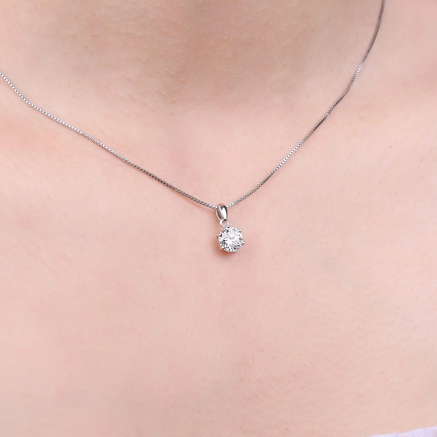 JewelryPalace Round 1ct 2ct 3ct Cubic Zirconia Solitaire Pendant Necklace for Women, 925 Sterling Silver 14k White Gold Plated Necklaces for Her, Classic Simulated Diamond Jewelry Set, 18 Inches chain
