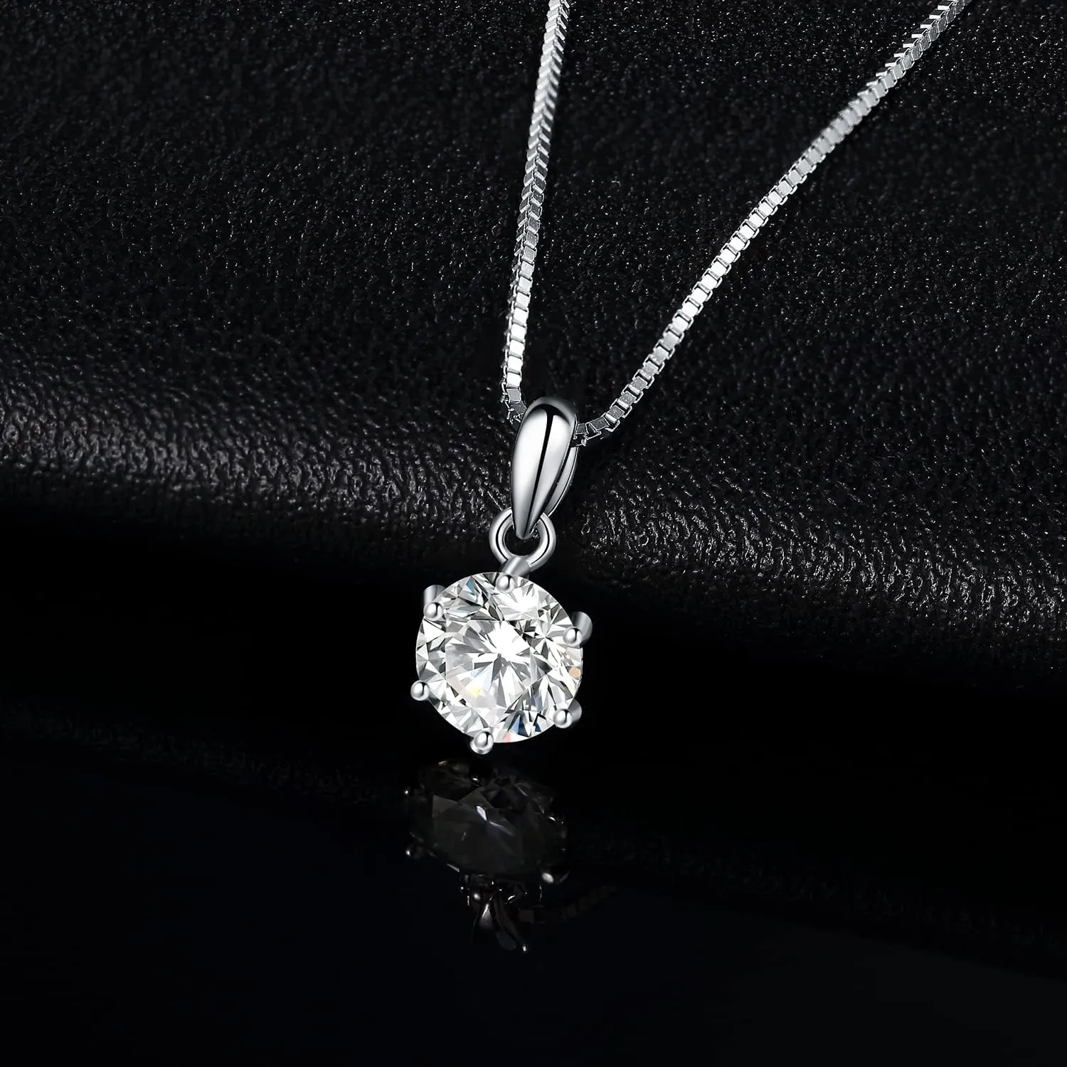 JewelryPalace Round 1ct 2ct 3ct Cubic Zirconia Solitaire Pendant Necklace for Women, 925 Sterling Silver 14k White Gold Plated Necklaces for Her, Classic Simulated Diamond Jewelry Set, 18 Inches chain