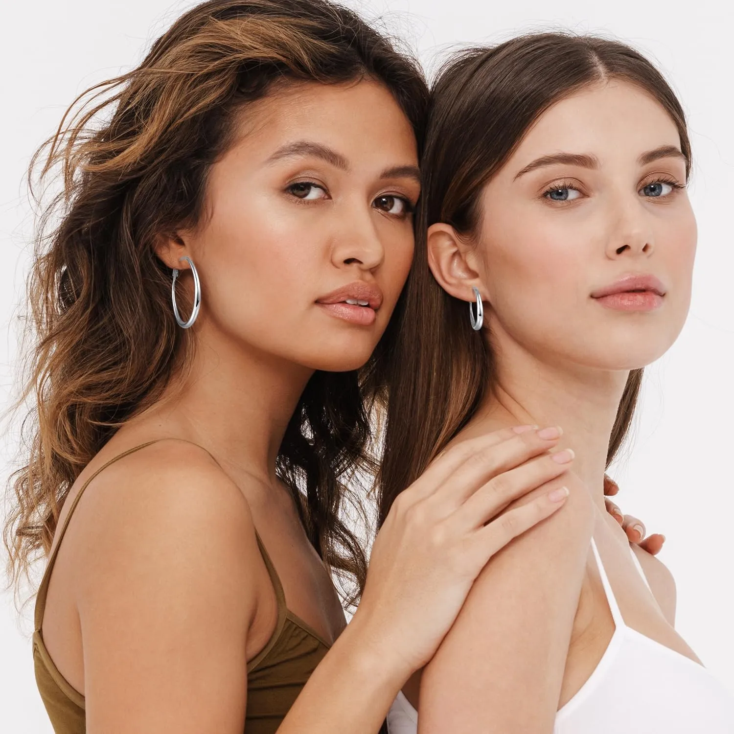 Jewlpire Gifts for Women 14K Gold Plated Hoop Earrings with 925 Stering Silver Post, Lightweight & Hypoallergenic Gold/Silver/Rose Gold Hoop Earrings for Women 30mm/40mm/50mm/60mm