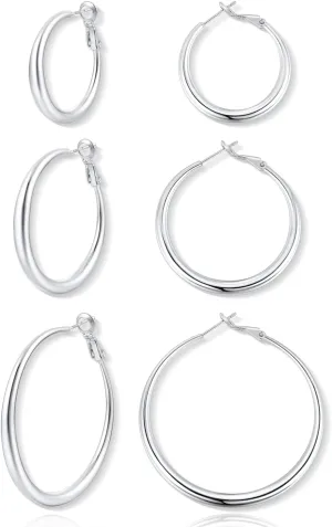Jewlpire Gifts for Women 14K Gold Plated Hoop Earrings with 925 Stering Silver Post, Lightweight & Hypoallergenic Gold/Silver/Rose Gold Hoop Earrings for Women 30mm/40mm/50mm/60mm