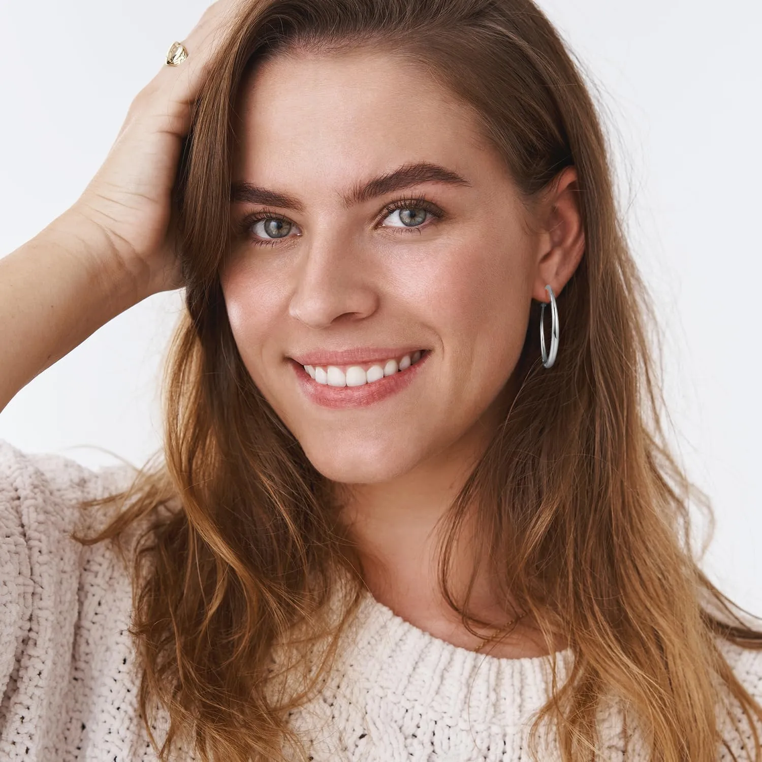 Jewlpire Gifts for Women 14K Gold Plated Hoop Earrings with 925 Stering Silver Post, Lightweight & Hypoallergenic Gold/Silver/Rose Gold Hoop Earrings for Women 30mm/40mm/50mm/60mm