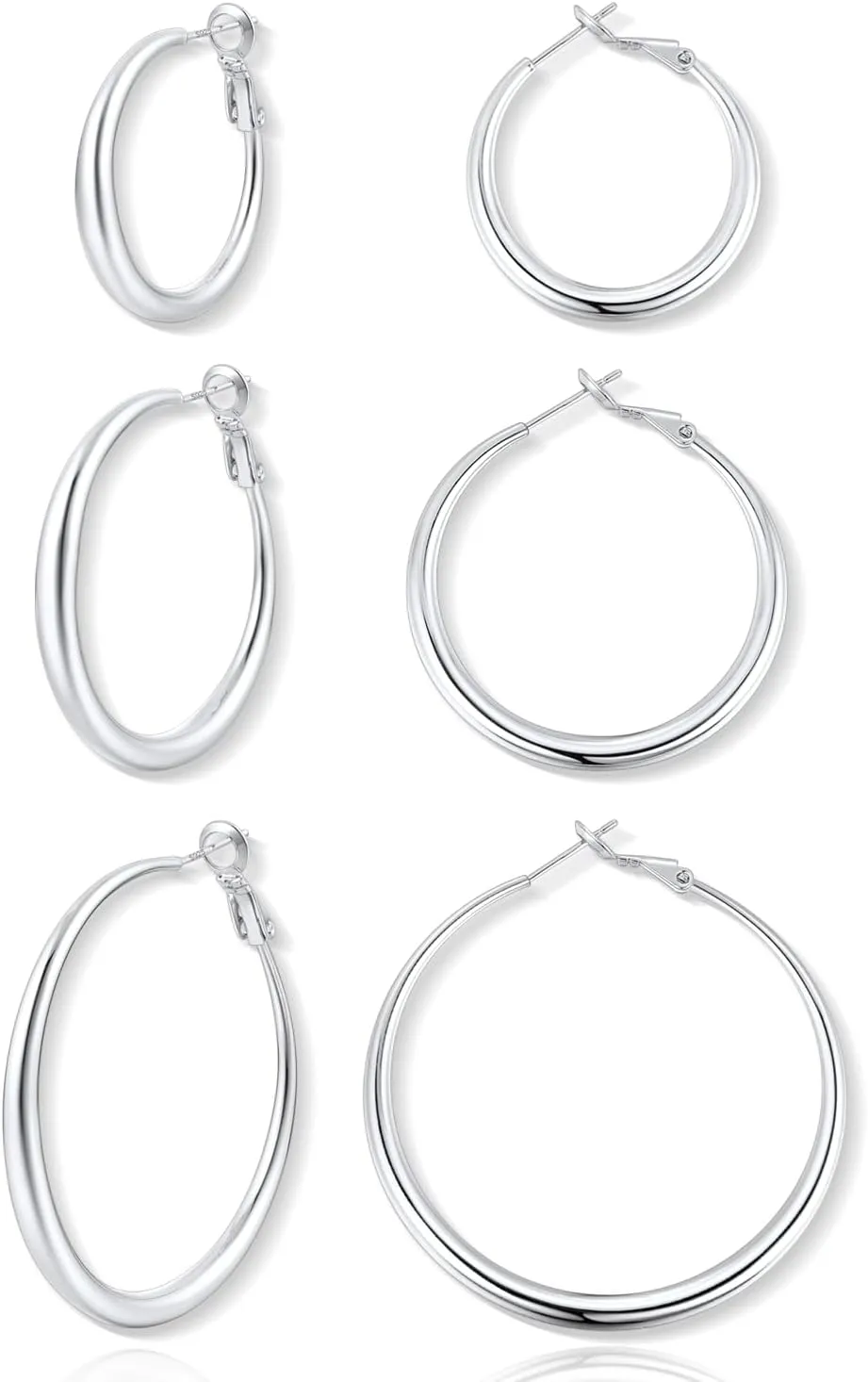 Jewlpire Gifts for Women 14K Gold Plated Hoop Earrings with 925 Stering Silver Post, Lightweight & Hypoallergenic Gold/Silver/Rose Gold Hoop Earrings for Women 30mm/40mm/50mm/60mm