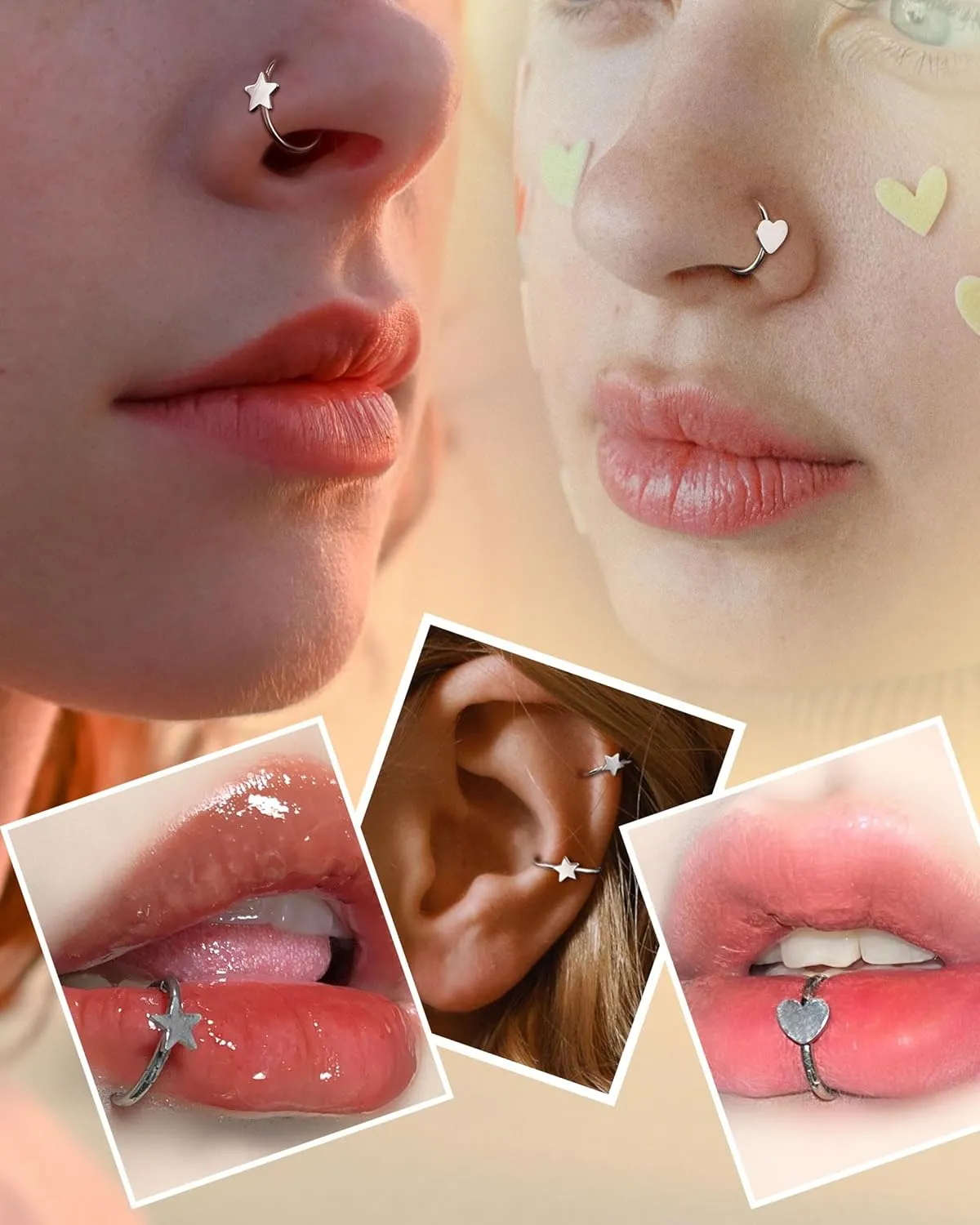 Jewseen 20g Nose Rings Hoops 316L Surgical Stainless Steel Nose Piercing Jewelry Helix Tragus Conch Rook Earrings Hinged Segment Lip Ring for Women Men