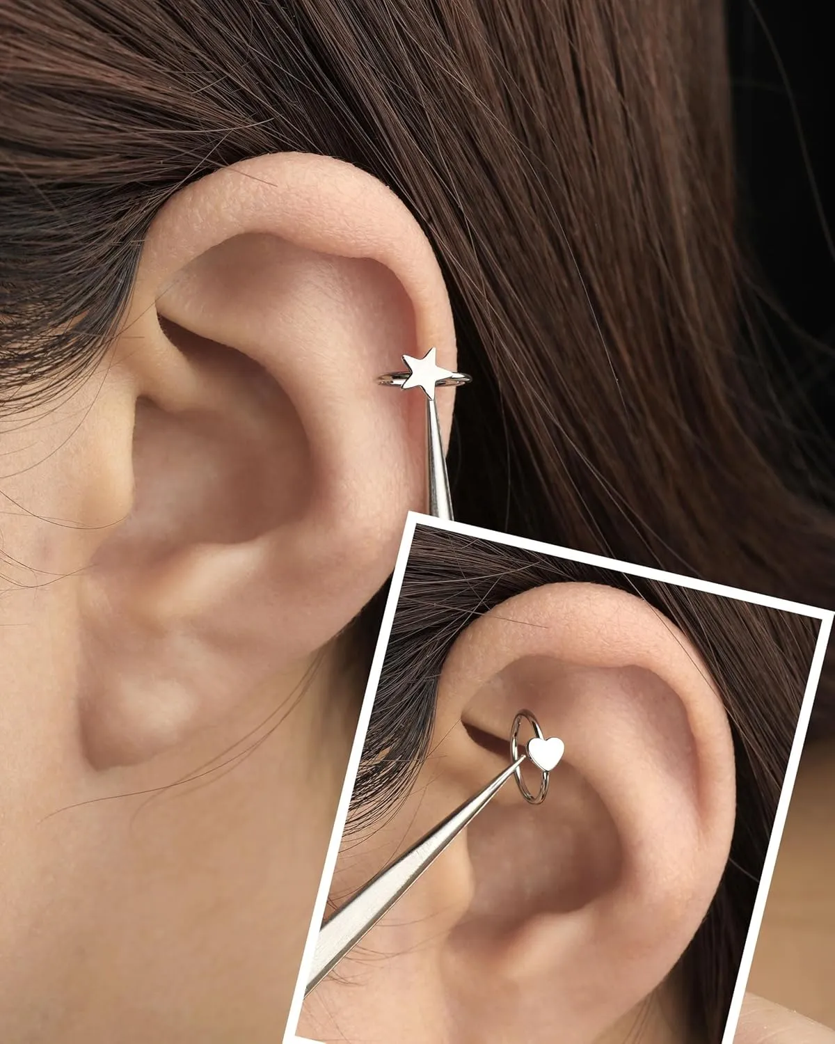 Jewseen 20g Nose Rings Hoops 316L Surgical Stainless Steel Nose Piercing Jewelry Helix Tragus Conch Rook Earrings Hinged Segment Lip Ring for Women Men