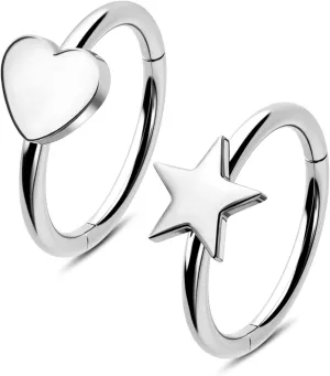 Jewseen 20g Nose Rings Hoops 316L Surgical Stainless Steel Nose Piercing Jewelry Helix Tragus Conch Rook Earrings Hinged Segment Lip Ring for Women Men