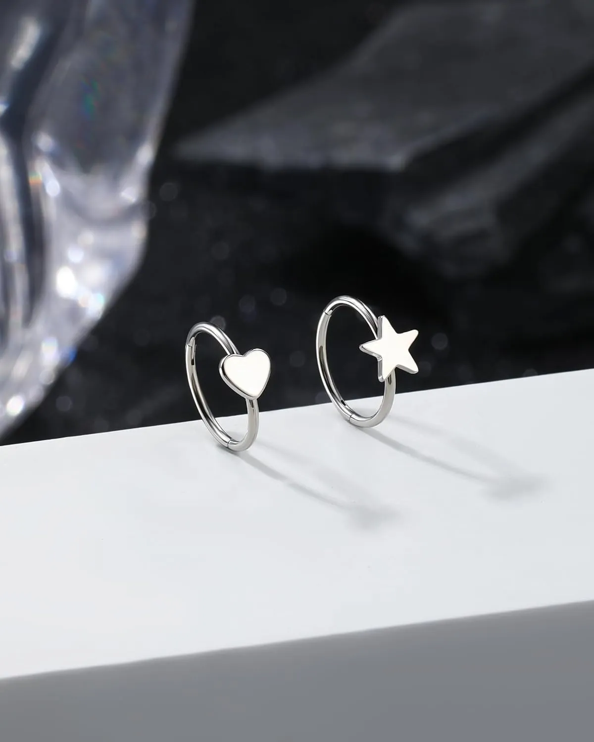 Jewseen 20g Nose Rings Hoops 316L Surgical Stainless Steel Nose Piercing Jewelry Helix Tragus Conch Rook Earrings Hinged Segment Lip Ring for Women Men