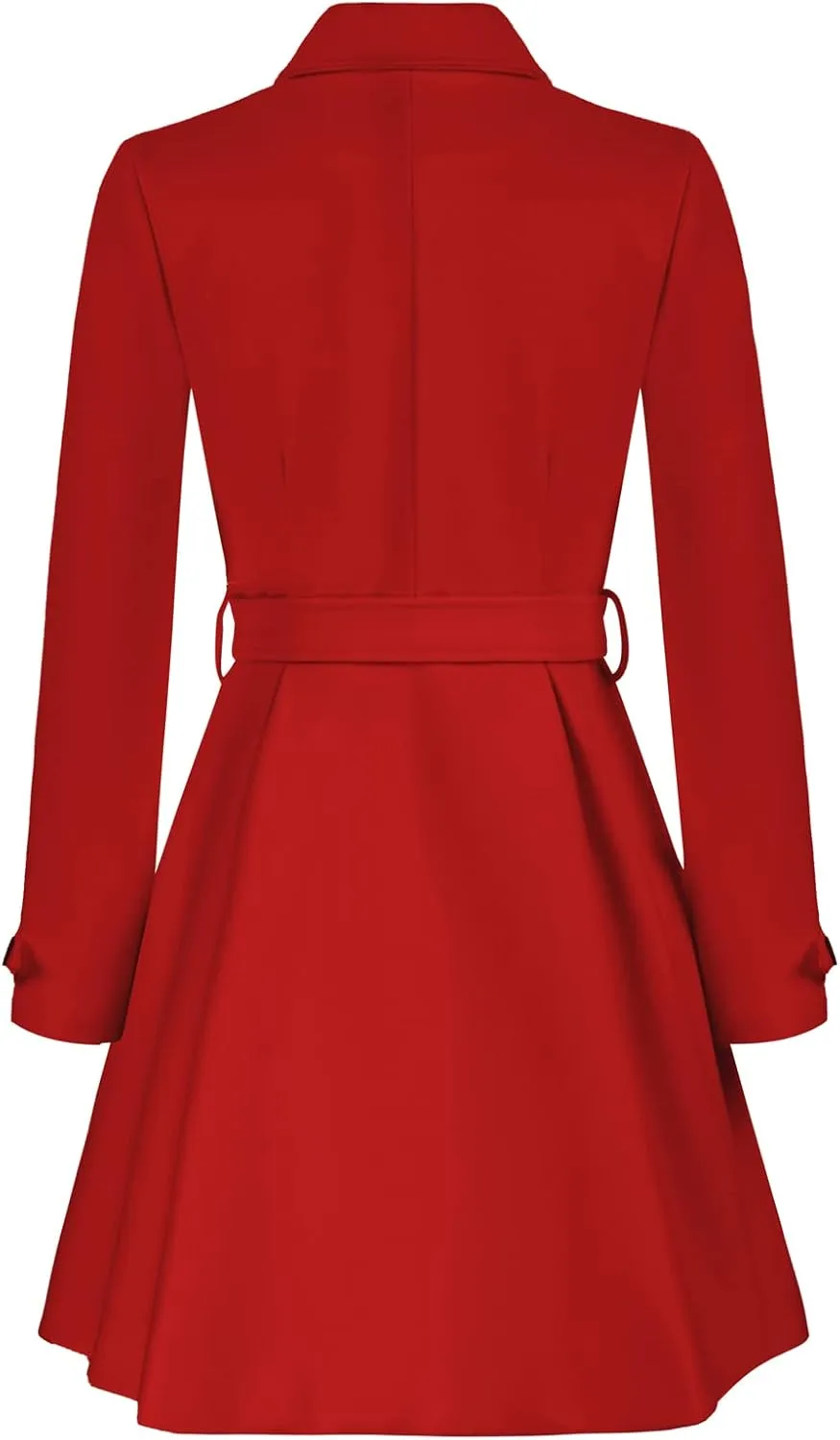 Kate Kasin Trench Coats for Women 2023 Classic Double Breasted Peacoat Button Closures Belted Winter Coat with Slit Pockets