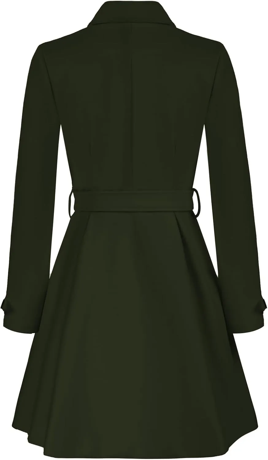 Kate Kasin Trench Coats for Women 2023 Classic Double Breasted Peacoat Button Closures Belted Winter Coat with Slit Pockets